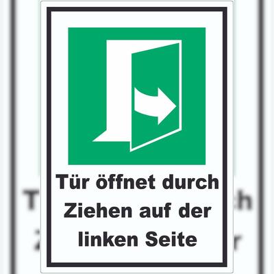 HB-Druck Tür öffnet durch Ziehen auf der linken Seite Aufkleber A2 (420x594mm)