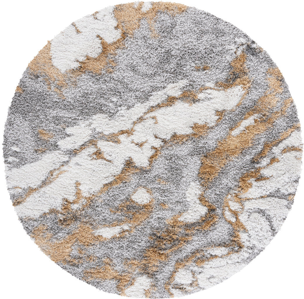 Rio Stoneboro Abstract Area Rug Gray Round 201cm