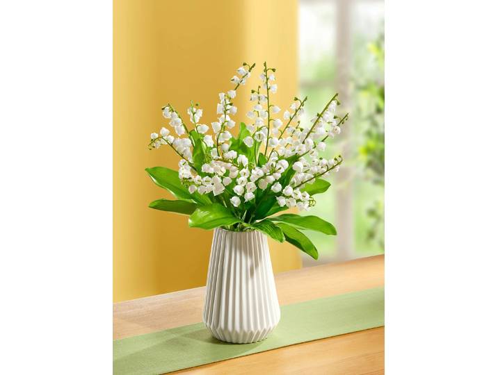 Maiglöckchen in Keramikvase, Weiss