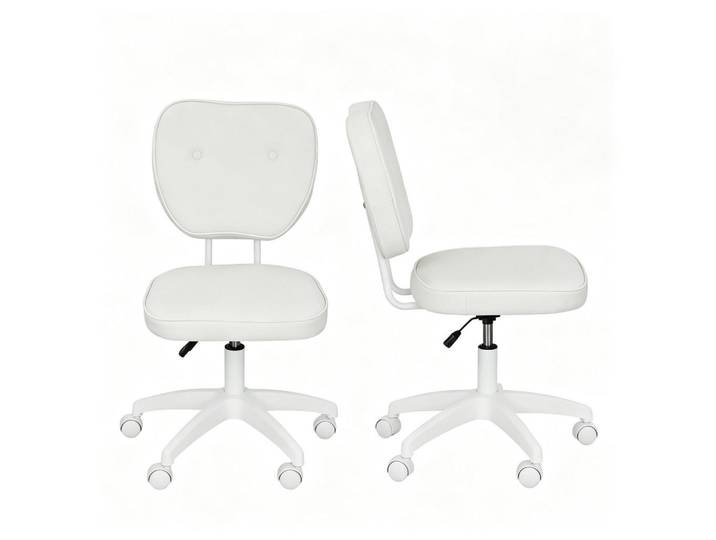 Gisaae Drehstuhl höhenverstellbar 360 Grad schwenkbar Sitzhöhe 42 bis 52 cm, Weiß, 46x82x59 cm, Büromöbel, Bürostühle, Drehstühle