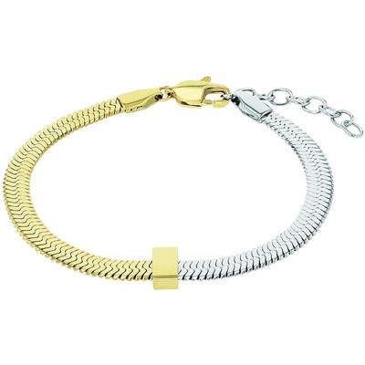 Armband AMOR "2039980", gelb (gelbgoldfarben, edelstahlfarben), Armbänder, Damen, 20cm, Edelstahl, Armband