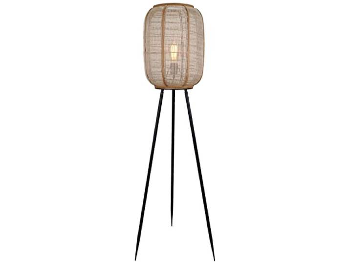 BRILLIANT Lampe, Tanah Standleuchte dreibeinig schwarz/natur, 1x A60, E27, 42W, Mit Fußschalter