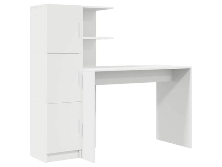 FDSAQOPT Schreibtisch Weiß 133,5 x 50 x 124 cm 2 STK Holzwerkstoff Schrank mit Scharniertür, Brett-Regale, brauner Farbton, großer Arbeitsbereich, Homeoffice, Arbeitszimmer