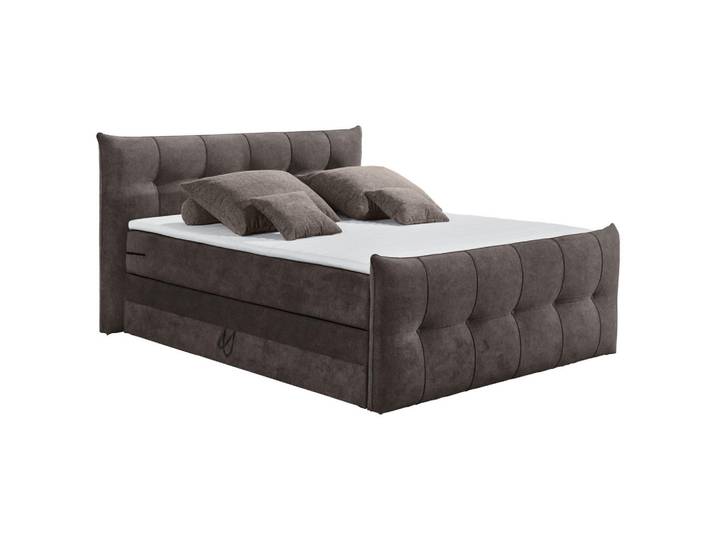 Esposa Boxspringbett, Braun, Grau, Kunststoff, H3 + H4, 7-Zonen, 180x200 cm, Topper durchgehend, Schlafzimmer, Bett, Doppelbetten