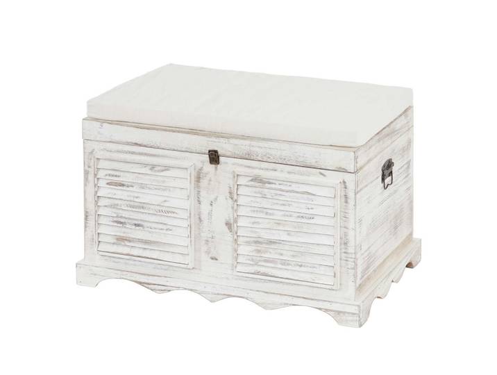 MCW Holztruhe Cremeweiß, Weiß, Holz, 76x50x45 cm, Esszimmer, Bänke, Sitzbänke