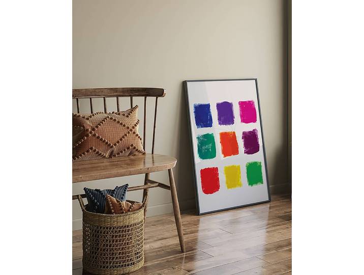 Bild Grunge Colorful Squares Rahmen: Buche Massiv, lackiert Abdeckung: Acrylglas Multicolor 63 x 83cm