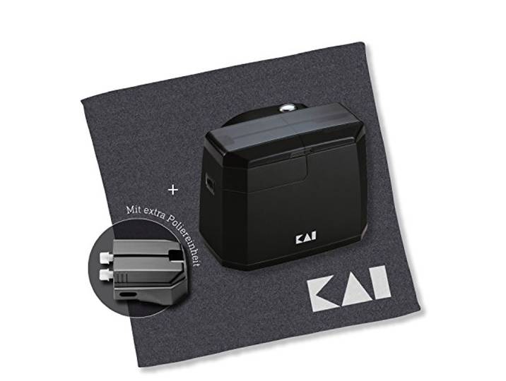 KAI APW17 Elektrischer Messerschärfer - Set inkl. Pflegetuch, Schwarz