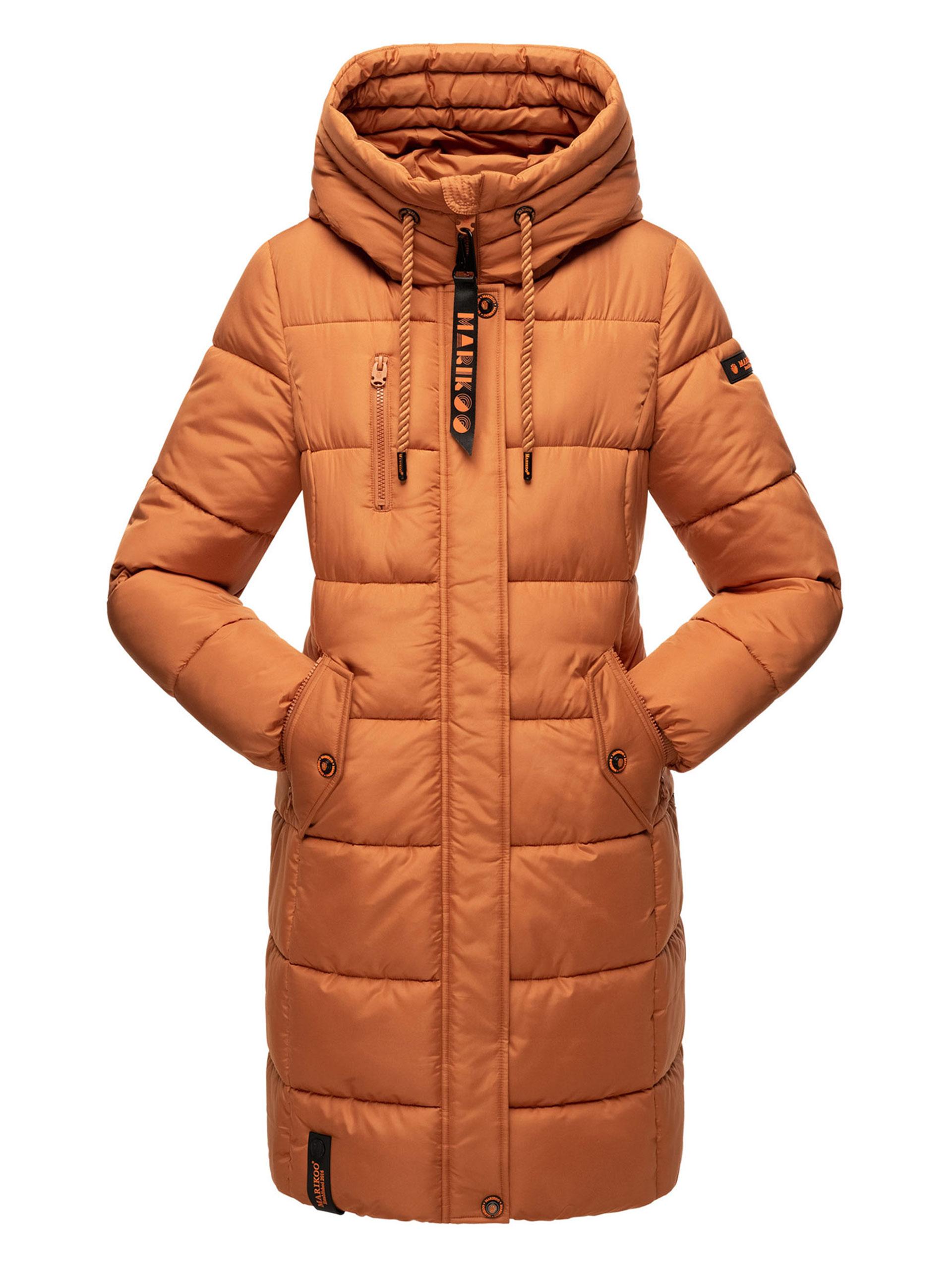 Marikoo Damen Winterjacke – Lange Steppjacke mit Kapuze & vielen Taschen