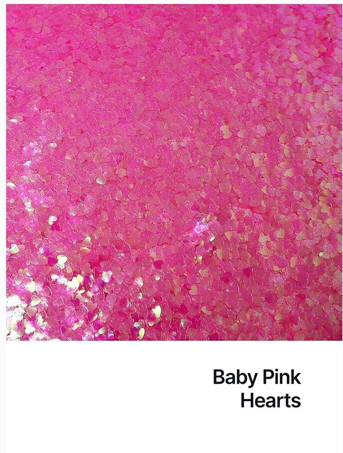 Hemway Shaped Ultra Sparkle Glitter   Heart   Cosmetic, Festival, Crafts - Baby Pink Iridescent - Shaped 50g