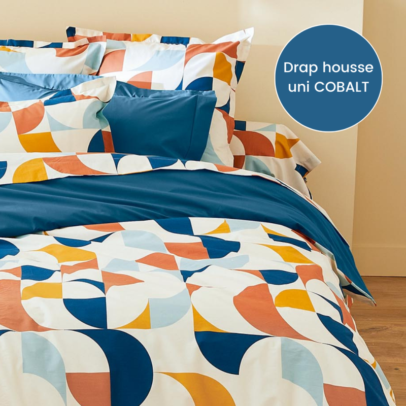 Drap housse percale Tradilinge uni COBALT (Modulo Cobalt) (Couleur : Cobalt)