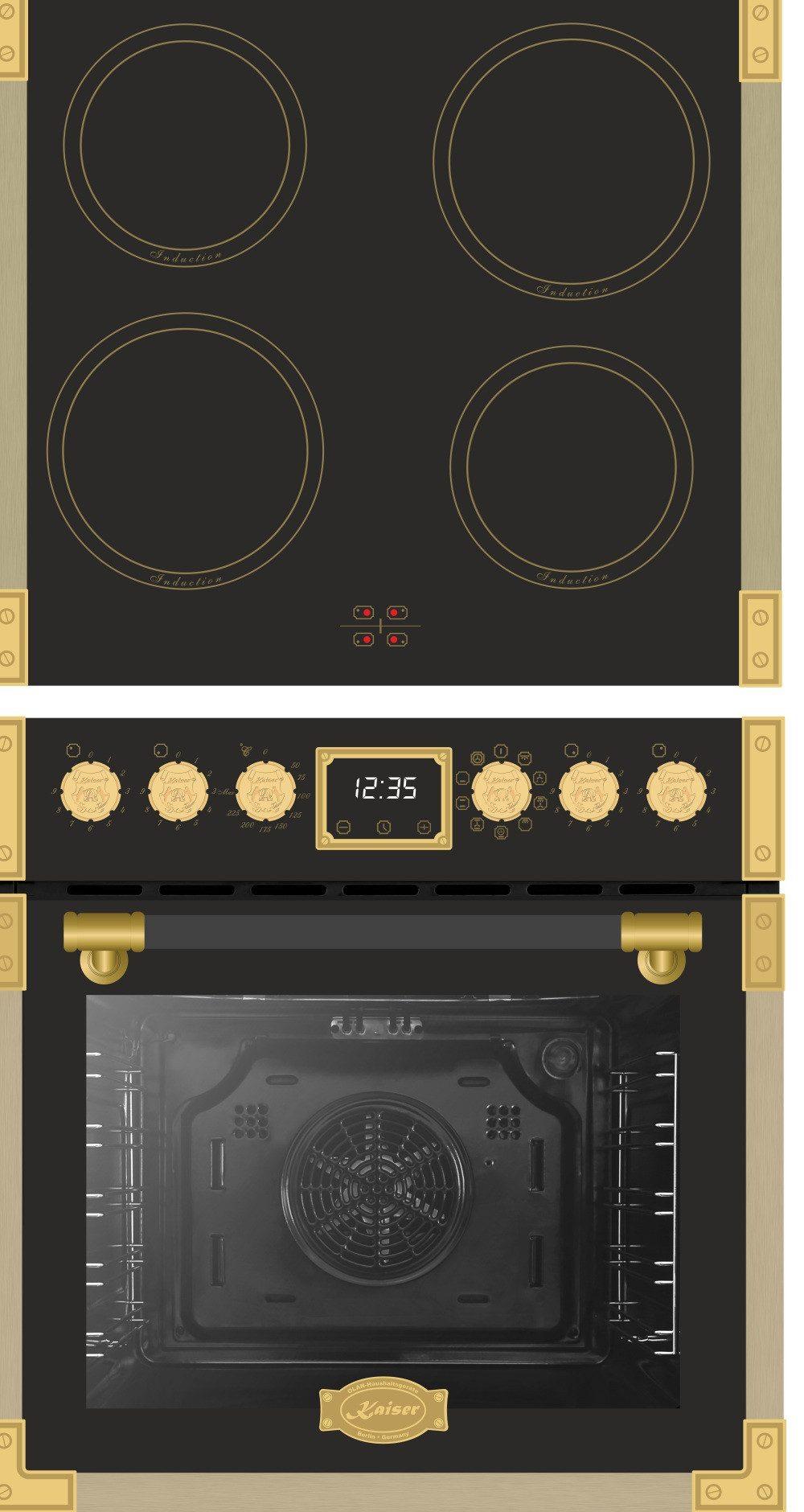 Kaiser Induktions Herd-Set Art Deco EHC 6776 I AD Retro Herdset Backofen mit Induktionskochfeld