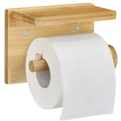 Relaxdays Toilettenpapierhalter mit Ablage Hellbraun
