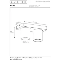 Lucide L099291002 Spot-Deckenleuchte NIGEL GU10 | 2200-3000K