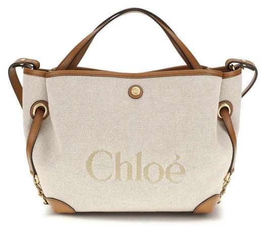 Chloé Schultertasche aus Stoff in Beige