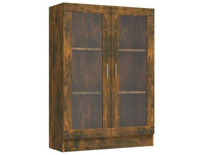 vidaXL Vitrinenschrank, Vitrine mit viel Stauraum, Beistellschrank für Schlafzimmer Wohnzimmer Büro, Büroschrank Schrank, Räuchereiche Holzwerkstoff