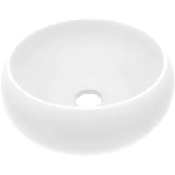vidaXL Luxuriöses Waschbecken Rund Matt Weiß 40x15 cm Keramik