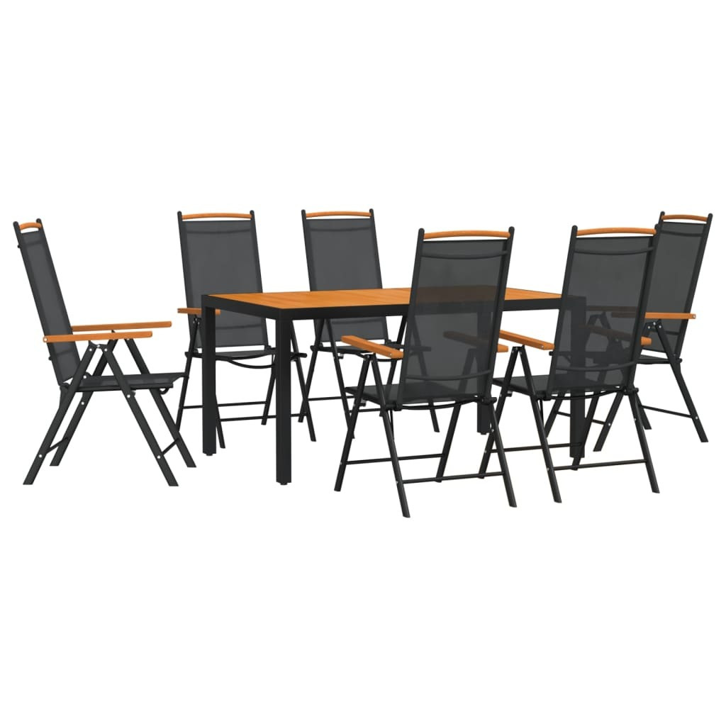 Syfax 7-delige aluminium tuinset zwart en bruin
