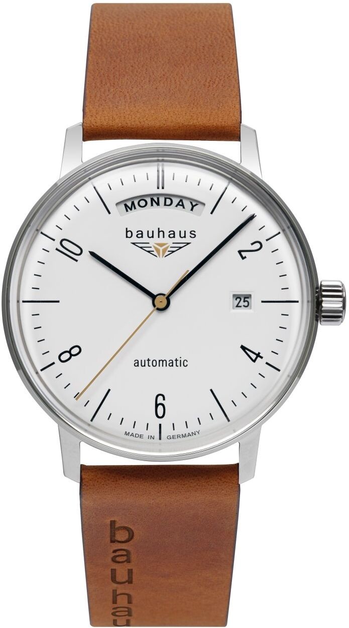 Automatikuhr BAUHAUS "Pure", braun (braun, weiß), Armbanduhren, Herren, silberfarben, Automatikuhr, Armbanduhr, Damenuhr, Herrenuhr, Made in Germany, Mechanische Uhr