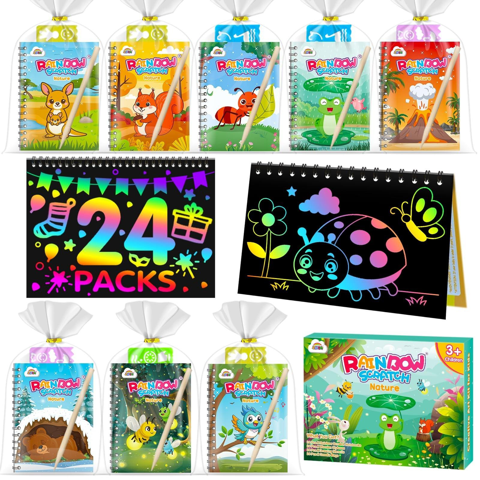 Omgoods Magic Rainbow Scratch Book met houten stiften voor kinderen