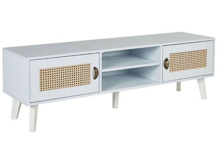 Meuble TV en MDF blanc et beige PARTON