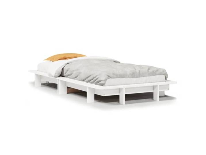 PUGYNBK Bettgestell aus Massivholz, weiß, 90 x 190 cm Massives Kiefernholz, Lattenrost, atmungsaktive Halterung, minimalistisches Design für Schlafzimmer