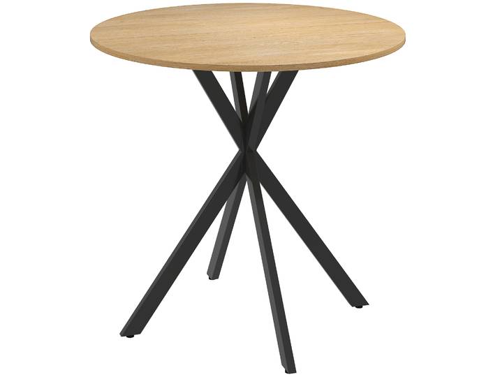 HOMCOM 80cm Industriële Ronde Eettafel - Eik