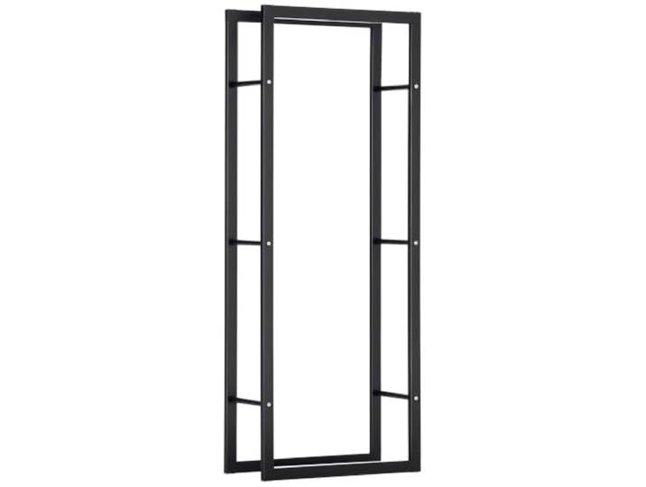 HOMCOM Range Bûches Intérieur et Extérieur 100 Kg 60L x 25l x 150H cm Noir Etagère Porte Bois de Cheminée\, Porte-Bûches\, Métal