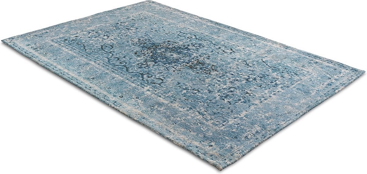 LIFA LIVING Vloerkleed Azuur Blauw - Katoen en Polyester - 160 x 230 cm