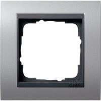 Abdeckrahmen 1-fach Aluminium mit Zwischenrahmen Anthrazit, bruchsicher aluminium, Retail