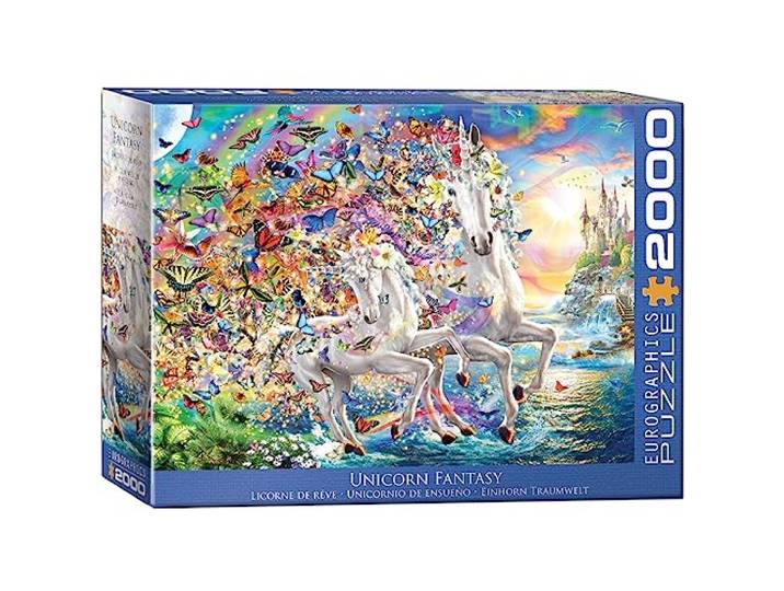 Eenhoornstof puzzel van 2000 stukjes