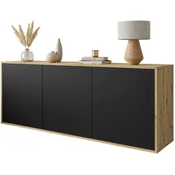 KOMMODE SANAYI Hängend Eiche Artisan/Mattschwarz
