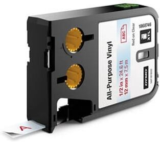 Dymo 1868746 XTL fita vinil vermelho sobre transparente 12mm