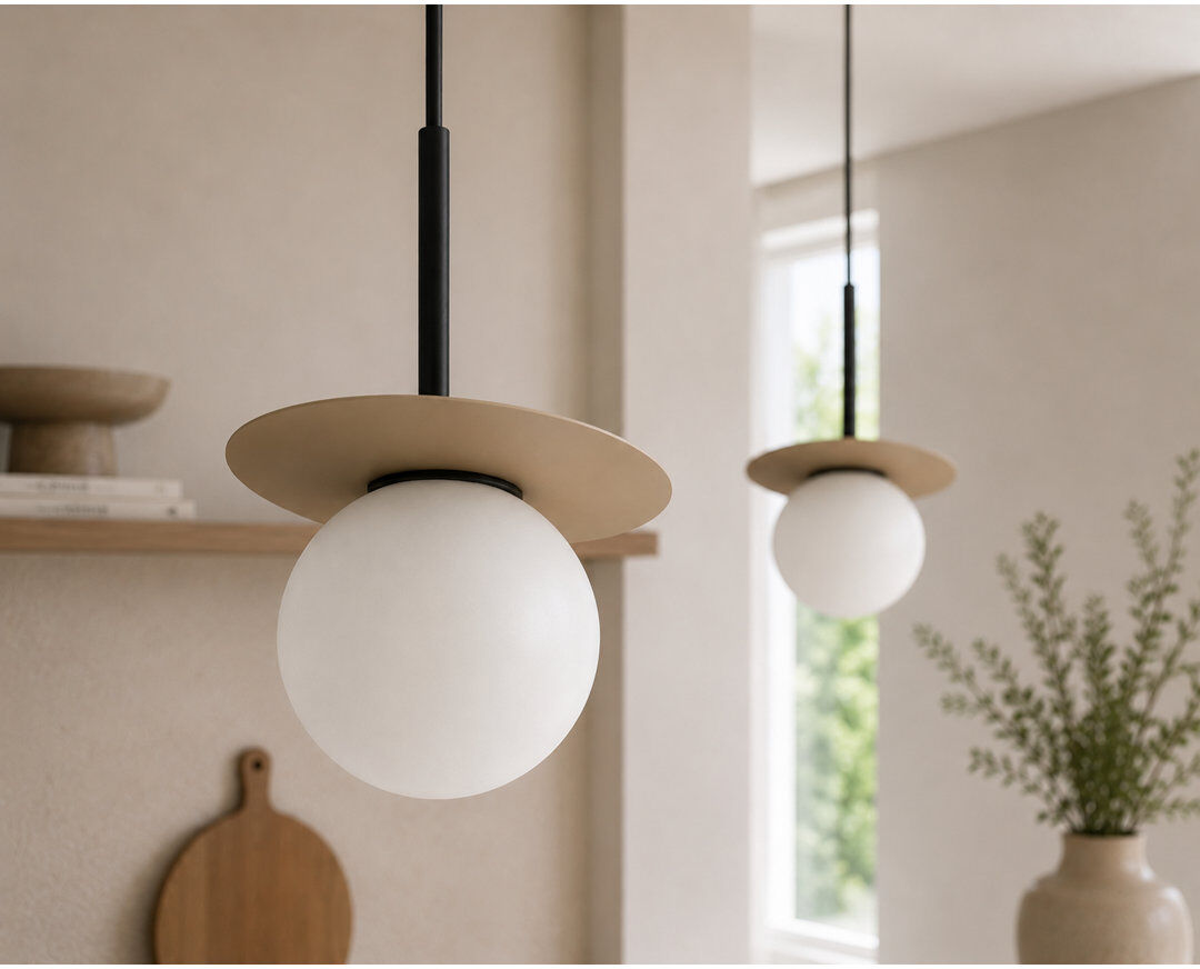 Brayden Studio - Light Pendant Black/Latte 120cm H x 55cm W