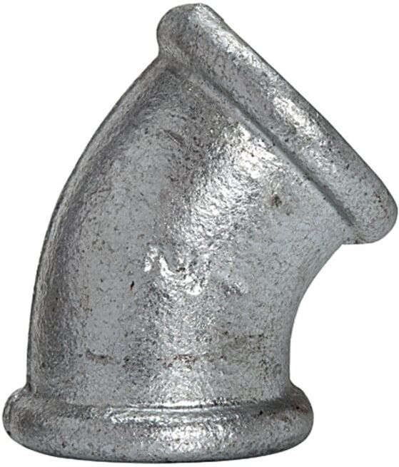 Riegler Coude 120, 45°, FI/FI, Rp 2 1/2, fonte malléable noire galvanisée (TFW 120-212)