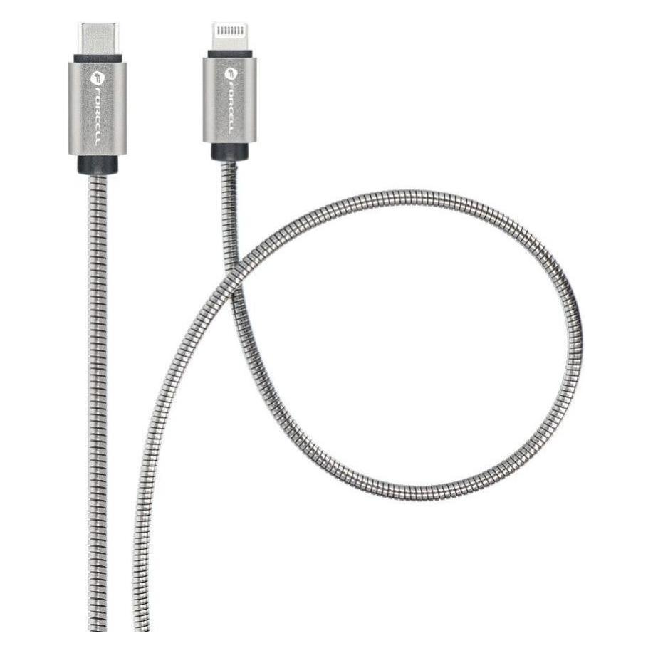 Forcell Cable F-ENERGY Metal C238 cable Type C to Lightning PD 3A 27W 1 m silver (1 m, 27 W) (5903396274473)