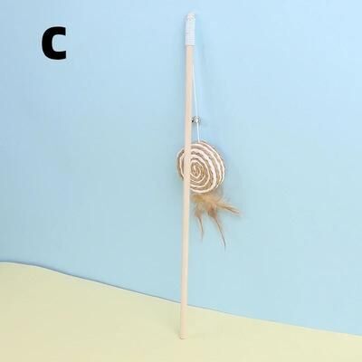 Uplift Picks Wooden Cat Teaser Wand With Mouse Feather And Bell c