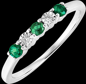 Edenly Trauring Paradiesvogel - Smaragd und Diamanten - 18 Karat WeiÃŸgold