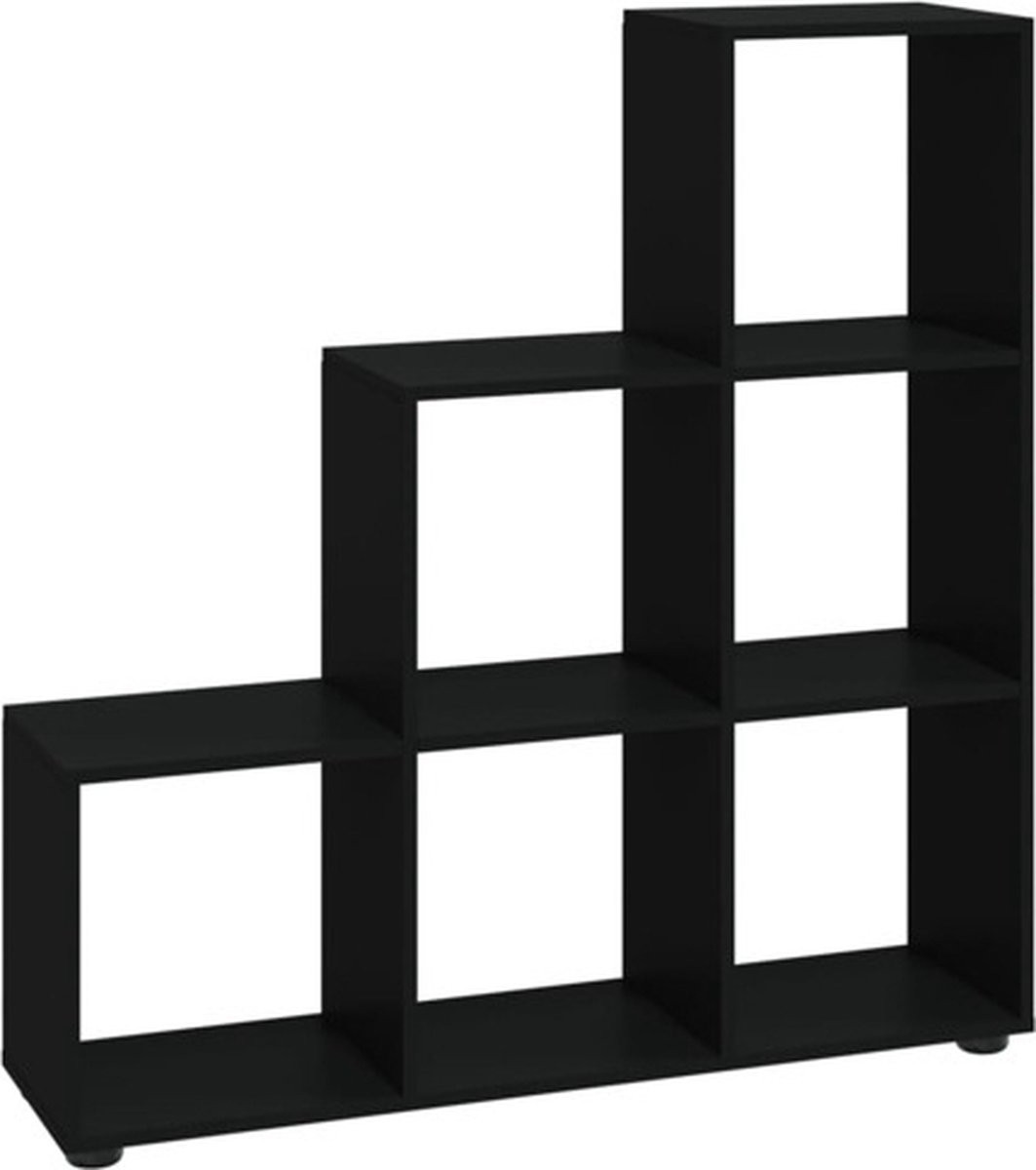vidaXL Boekenkast ladderstijl zwart bewerkt hout Hoogte: 107 cm