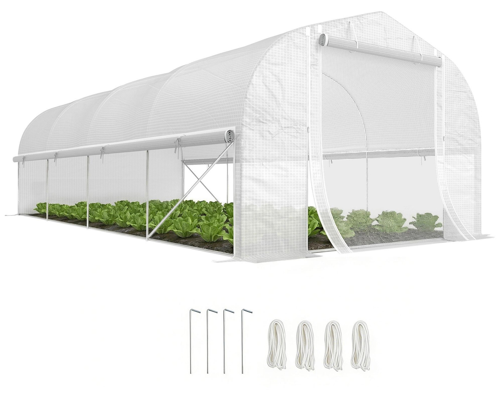 MH Handel GmbH Inloopkas met 8 ramen, deur en horren, wit, B/D/H: 6 x 3 x 2 meter