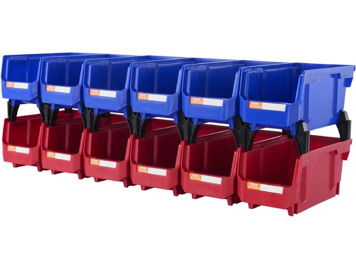 VEVOR Set Van 12 Zichtbare Opbergdozen\, Stapeldozen\, Opbergdozen\, Blauw/Rood