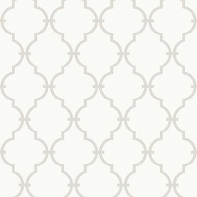York Wallcoverings Graphic Trellis White & Soft Grey Wallpaper