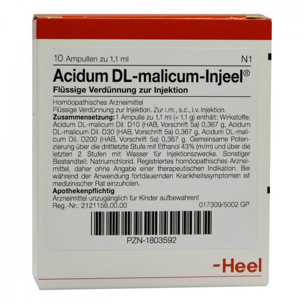 Biologische Heilmittel Heel GmbH Acidum Dl-malicum Injeel Ampullen 01803592
