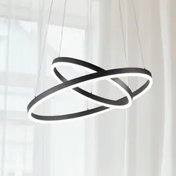 Doppelring Giotto LED Pendelleuchte Schwarz dimmbar Fabas Luce
