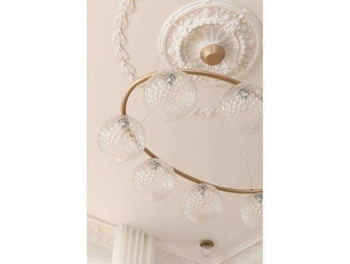 Lustre ovale Miira 8, laiton/transparent, à 8 lampes - Nuura Nuura Aps - Salle à manger - Scandinave - Métal - Multi-ampoules
