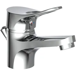 VERONA Waschtischarmatur mit Ablaufgarnitur, Wasserhahn Bad mit Pop Up, Mischbatterie Waschbecken Chrom