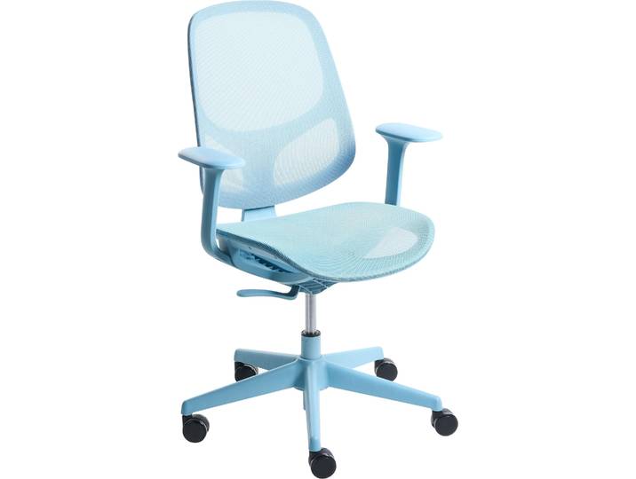 BELIANI Bürostuhl Hellblau Netzstoff Atmungsaktiv Drehbar Höhenverstellbar mit Armlehnen Modernes Design Computer Drehstuhl für Homeoffice Büro