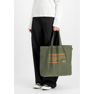 Tragetasche ALPHA INDUSTRIES "Shopper Bag", grün (schwarz olive), Obermaterial: 98% Baumwolle, 2% Elastan, Taschen