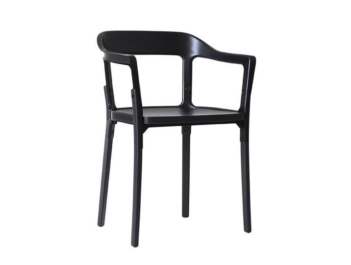 MAGIS chaise STEELWOOD CHAIR (Noir - Hêtre et acier vernis)