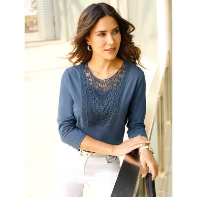 3/4-Arm-Shirt CLASSIC BASICS "3/4-Arm-Shirt", Damen, Gr. 56, blau (rauchblau), 100% Baumwolle, unifarben, Rundhals, Shirts 3/4-Arm-Shirt