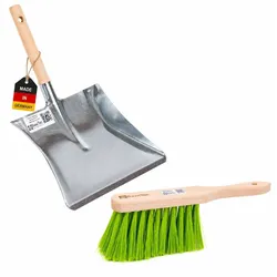 Garten Kehrgarnitur Kehrschaufelgarnitur Set und Handfeger Kehrschaufel Kehrset grüne Borsten mit Schüppe Schippe